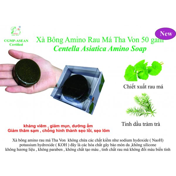 Xà Bông Amino Rau Má Tha Von 50 gam  Centella Asiatica Amino Soap 